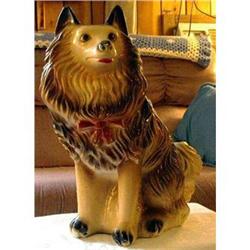 Chalkware Collie Dog Bank 21" Tall #2262187
