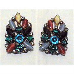 Matched Pair Deco Period Art Glass Fur Clips #2262616