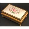 Image 1 : Petit Point Embroidered Silk, Brass Jewelry Box#2262852