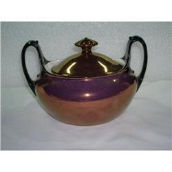 PORCELAIN COPPER LUSTER SUGAR BOWL #2263095