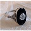 Image 1 : Art Deco Diamond, Onyx  18K / Platinum Ring #2274017