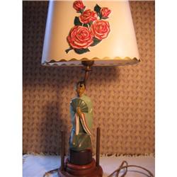 Pair 1930s Boudoir Lamps Molded Roses Shades  #2274888