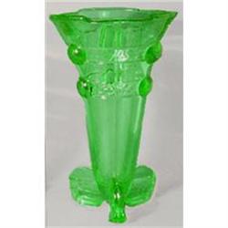 Green Art Deco Glass Jeweled Rocket Vase #2274975