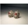 Image 1 : 18K Pink Gold Rose Cut Diamond Ruby Earrings #2275279