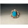 Image 1 : 18K Pink Gold Diamond Turquoise Floral Ring #2275384