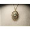 18K Gold Rose Diamond Emerald Filigree Pendant #2286883