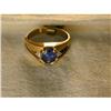 14K YG 1 CT Carat Sapphire Diamond Mens Ring #2286889
