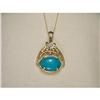 Rare 14K YG Turquoise Diamond Necklace Pendant #2286890