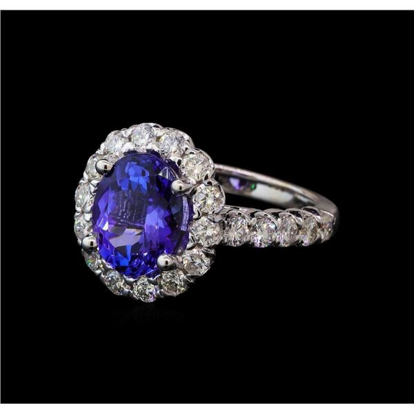 3.27 ctw Tanzanite and Diamond Ring - 14KT White Gold