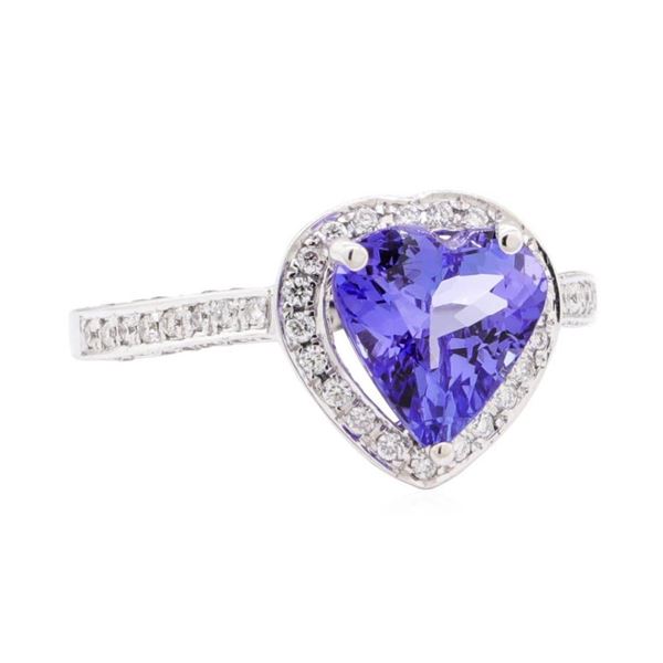 2.61 ctw Tanzanite and Diamond Ring - 14KT White Gold