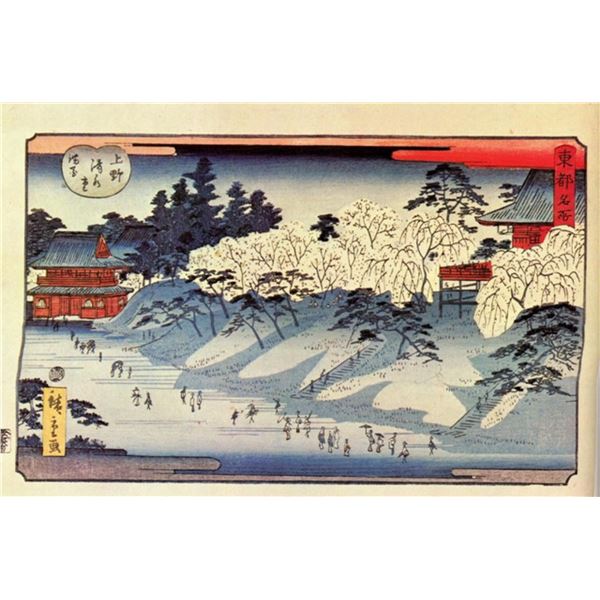 Hiroshige Going to Temple