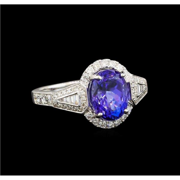 14KT White Gold 4.51 ctw Tanzanite and Diamond Ring