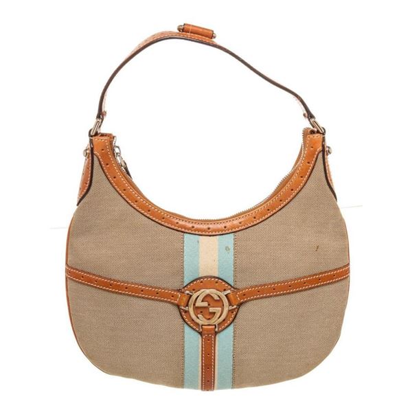 Gucci Brown Canvas Hobo Bag