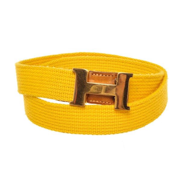 Hermes Yellow Canvas H Belt