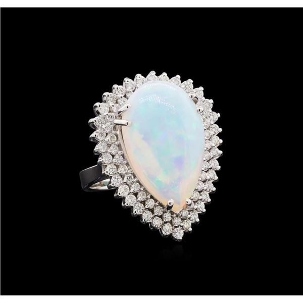 8.65 ctw Opal and Diamond Ring - 14KT White Gold