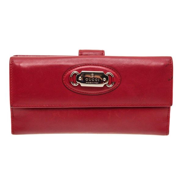 Gucci Red Leather Continental Wallet