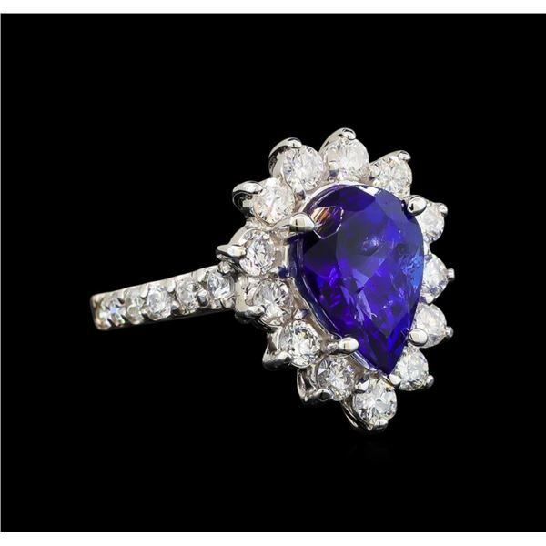 14KT White Gold 3.25 ctw Tanzanite and Diamond Ring