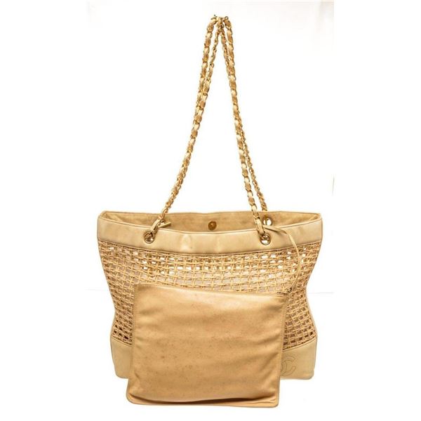 Chanel Gold Mesh Strow Tote Bag