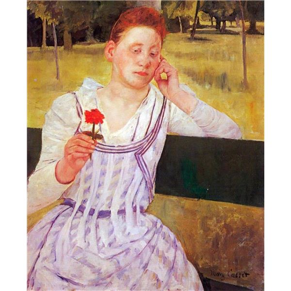 Mary Cassatt - Woman With Red Zinnia