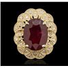 Image 2 : 14KT Yellow Gold 12.63 ctw Ruby and Diamond Ring