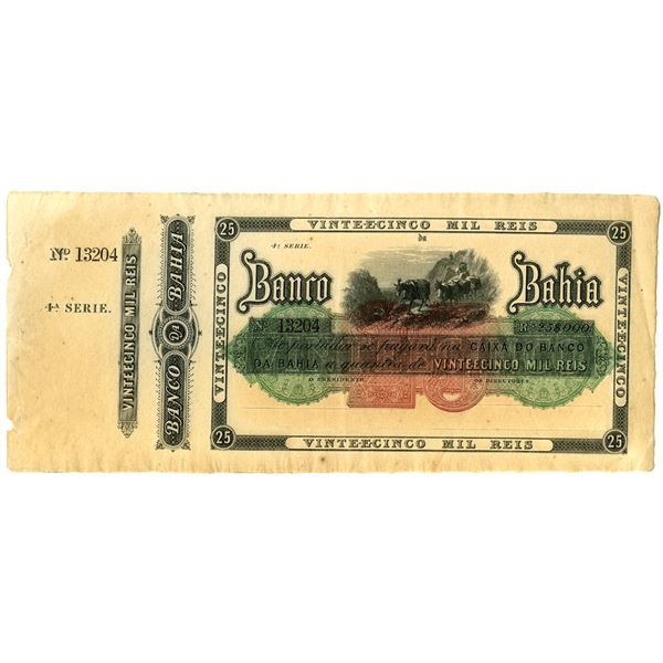 Banco da Bahia, ND (1860) Issued Banknote