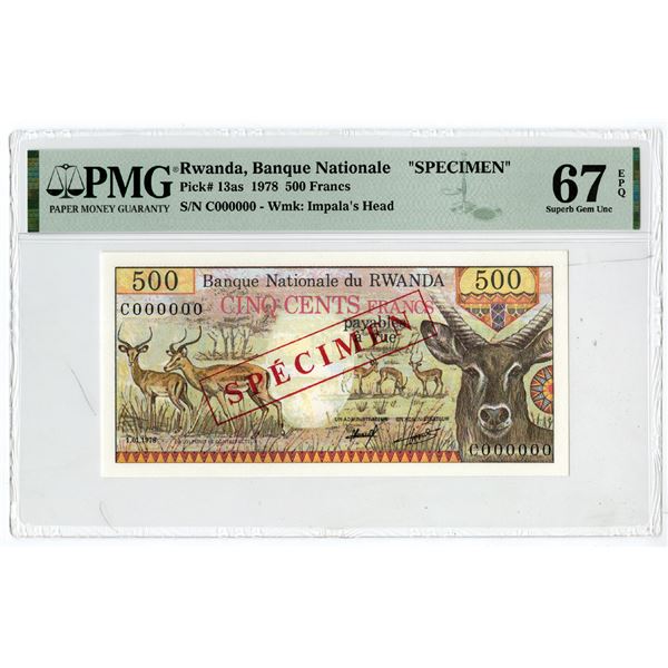 Banque Nationale du Rwanda, 1978 Specimen Banknote Archives