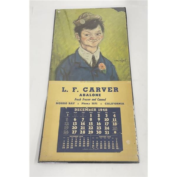 1948 Morro Bay California Abalone Carver Calendar