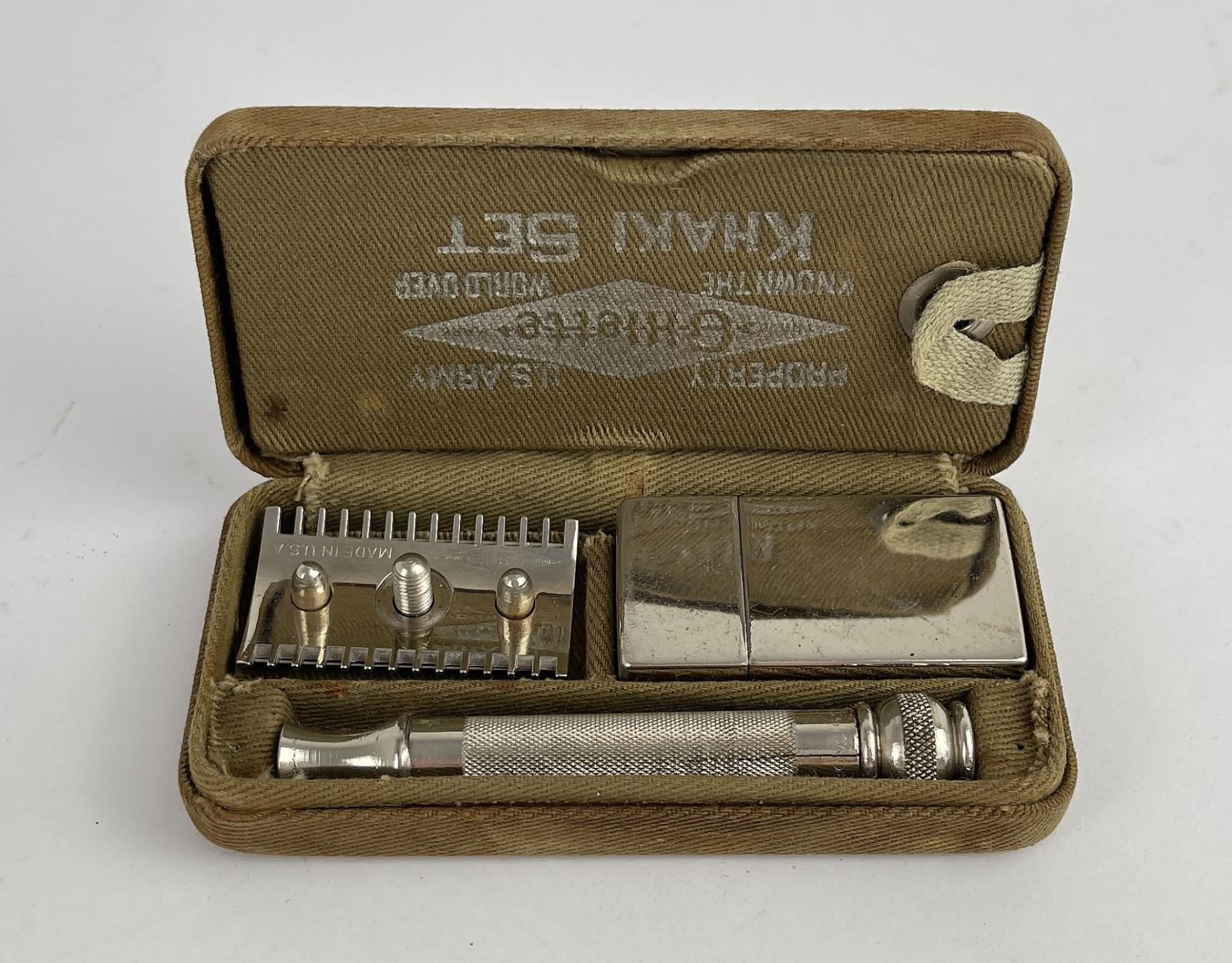 Military Gillette Razor WW1 Gillette Khaki Razor Set US Army