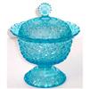 Image 1 : Daisy & Button Pressed Blue Glass Candy Jar #2247816