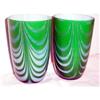 Image 1 : Two Green Cased Art Glass Radiowave Tumblers #2248054