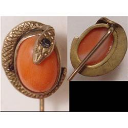 ANtique aesthetic SNAKE real CORAL STICK PIN  #2248111