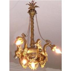 French Antique Dore Bronze Chandelier Fixture #2261551