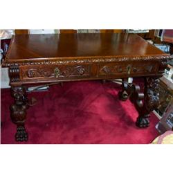 English Dragon Desk Carved Walnut 1900 #2261708