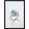 Image 1 : 18ct YELLOW GOLD RING WITH DIAMOND AND EMERALD.#2273756