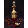 Image 1 : Ruby Glass Decanter and 4 Cordial Glass Set #2274328