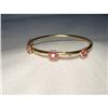Image 1 : Estate 14K YG Gold Diamond Ruby Flower Bangle #2274388