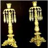 Image 1 : Pair of 19th C. Bronze & Crystal Candlesticks #2274708