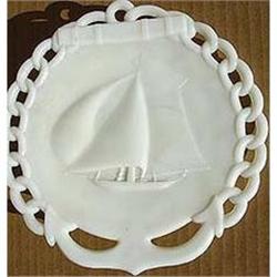 old vintage 1900 schooner SHIP MILK GLASS plate#2285664