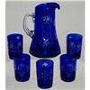 Image 1 : COBALT BLUE GLASS PITCHER AND GLASSES #2285676