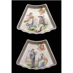 Pair of Sarreguemines Section Dishes  #2285760