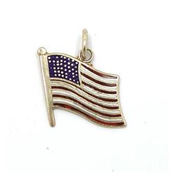 14 Kt Gold and Enameled American Flag Charm #2286032