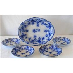 Flow Blue Set of 5 bowls "Colonial" 1890 #2286073