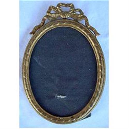OVAL FRENCH GILT BRONZE FRAME RIBBON BOW 19C #2286263