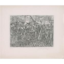 Goldberg Hebraic scene Lithograph #2294686