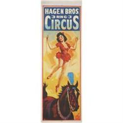 Unknown Hagen Bros. 3 Ring Circus Lithograph #2294719