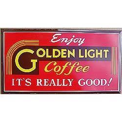 old vintage 1940s GOLDEN LIGHT COFFEE tin sign #2295173