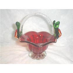 VICTORIAN RUBY COLORED GLASS BASKET #2295658