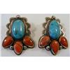 Image 1 : Earings, Clips, Turquoise & Coral c1990 #2295954