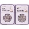 Image 1 : Lot of (2) 1954-D Franklin Half Dollar Coins NGC MS63