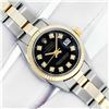 Image 2 : Rolex Ladies Two Tone Black Diamond 26MM Datejust Wristwatch With Rolex Box